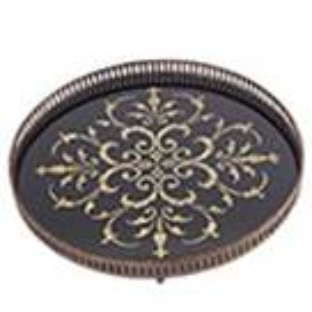 Black & Gold Round Tray